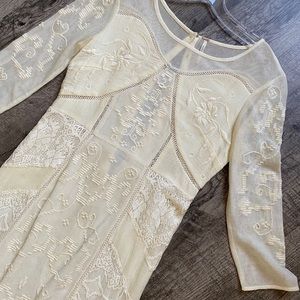 Free People Off White Lace Embroidered Maxi Dress